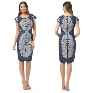 JS Collections Soutache Lace Navy Cocktail Dress 6 NWOT